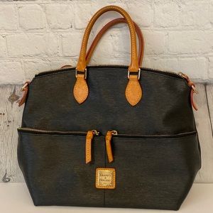 Dooney & Bourke Black Epi Leather Dillen Double Pocket Satchel